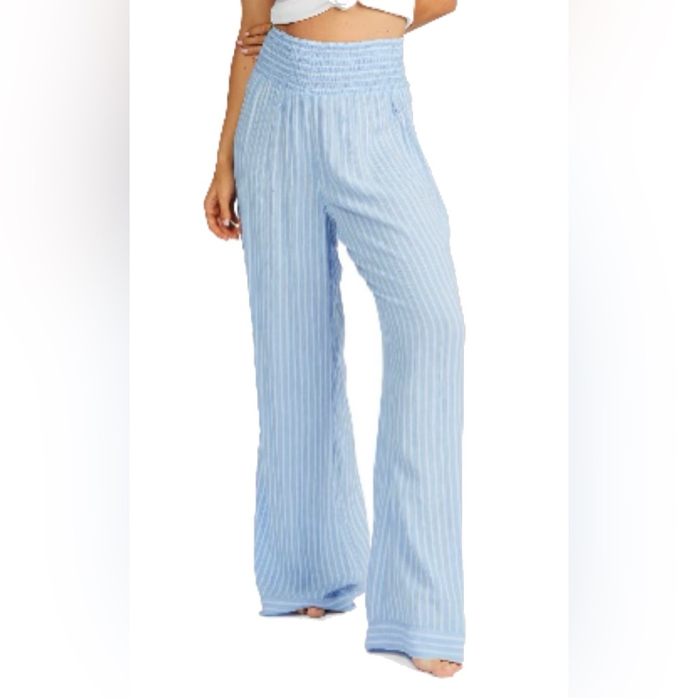Billabong Daybreak Wide Leg Pants Sweet Blue Stripe Sz medium